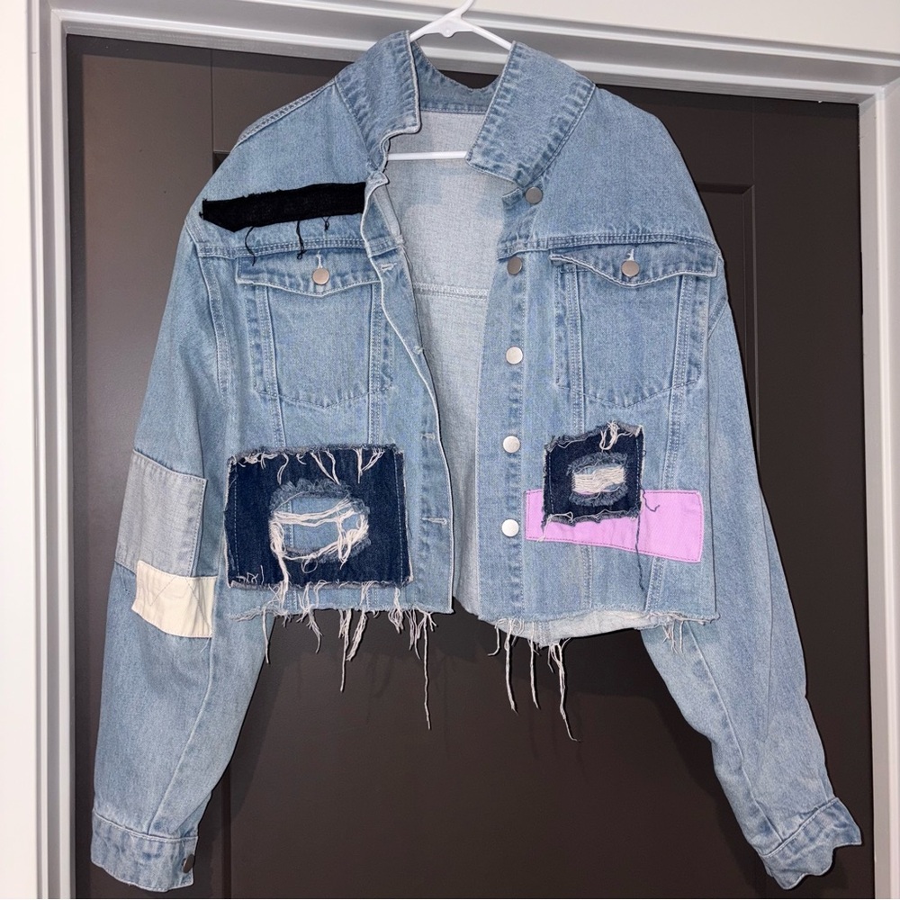 Nasty Gal Distressed Patchwork Denim Jean Jacket